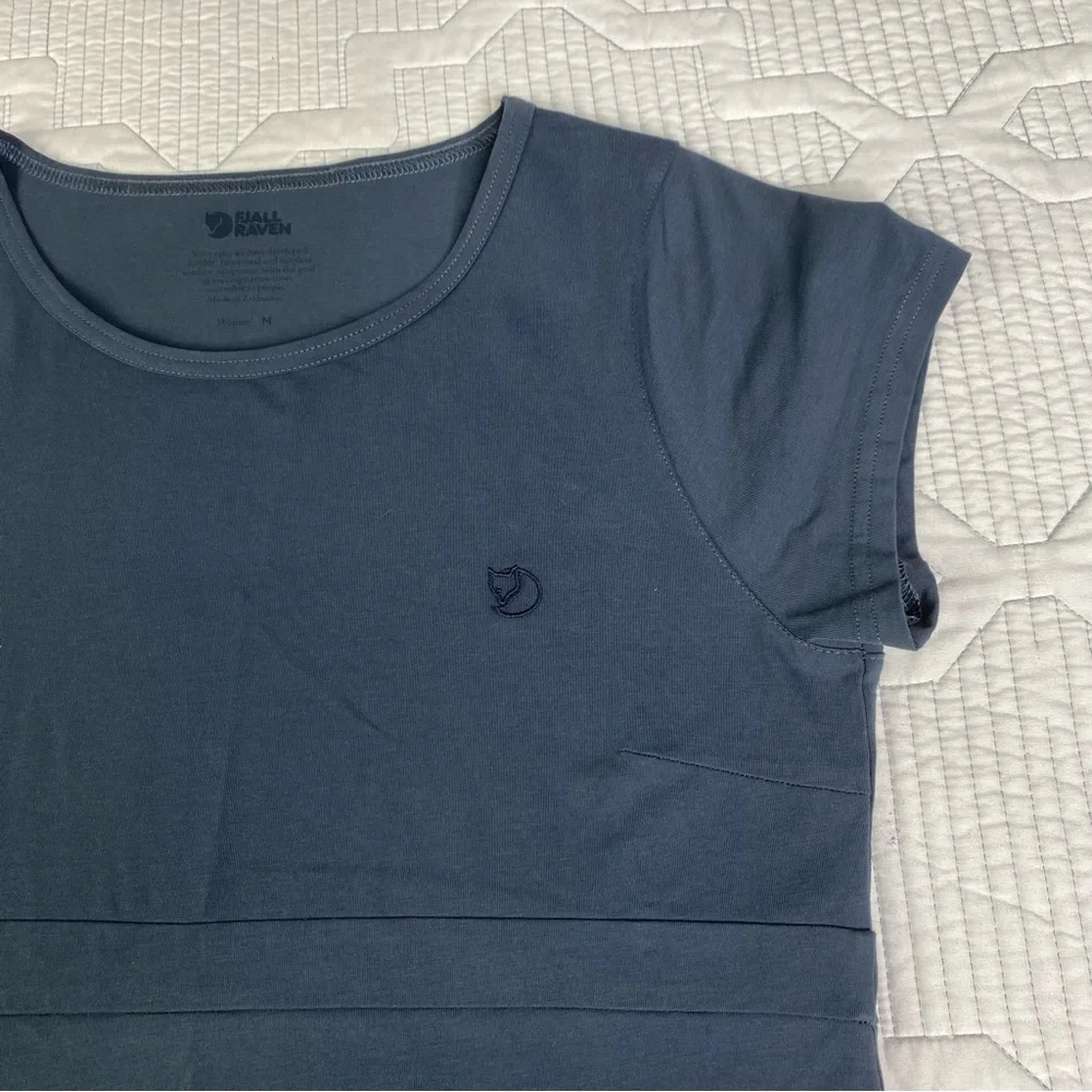 Fjallraven Womens High Coast Cotton Short Sleeve Dress Sz M Blue Gray - Picture 3 of 13